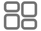 Four gray, rounded-square shapes on a green background; resembling a digital display.