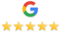 Google logo above five gold stars.