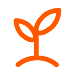 orange icon of plant growing